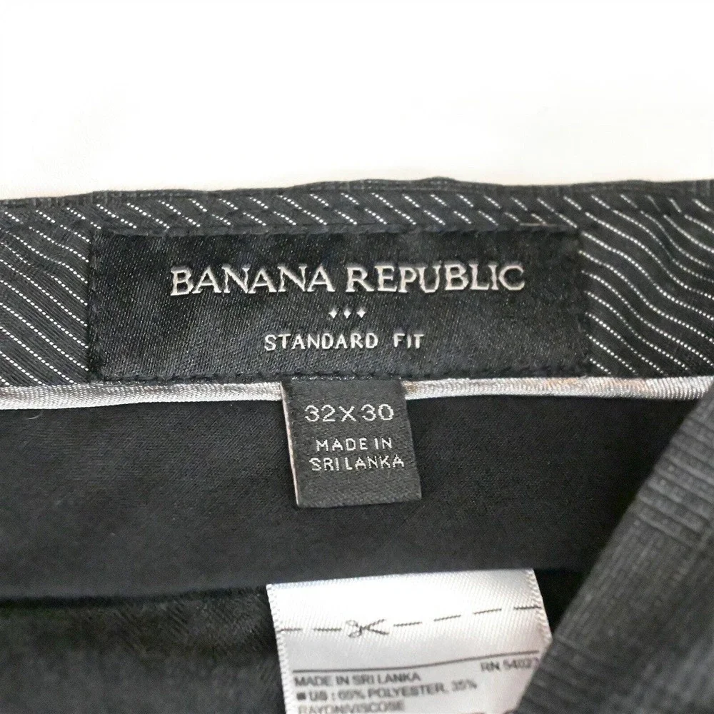 Banana Republic 32 x 30 Charcoal Gray Plaid Standard Fit Dress‎ Pants